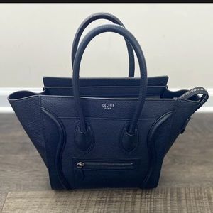 CÉLINE MINI LUGGAGE HANDBAG IN DRUMMED CALFSKIN. Condition is "Pre-owned"